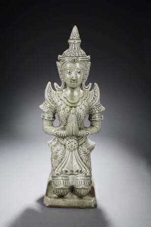 CELADON CERAMIC TEMPLE FIGURE