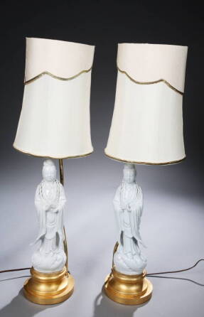 PAIR OF BLANC DE CHINE TABLE LAMPS