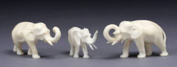 GROUP OF THREE CHINESE CARVED ANIMALS