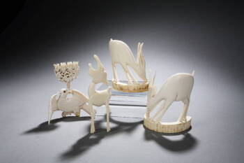 GROUP OF FOUR IVORY ANIMAL FIGURINES