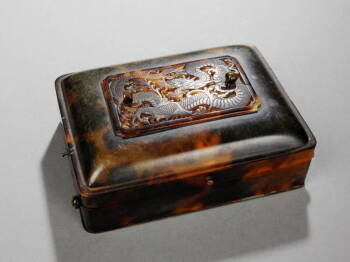 CARVED TORTOISESHELL CIGARETTE BOX