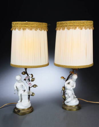 PAIR OF BLANC DE CHINE FIGURAL TABLE LAMPS