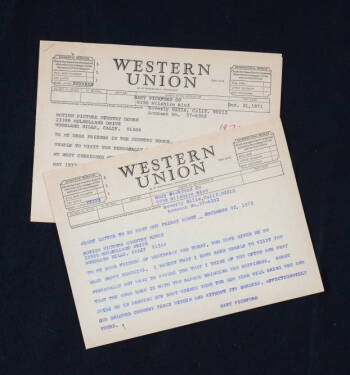 COLLECTION OF THREE TELEGRAMS SENT BY MARY PICKFORD