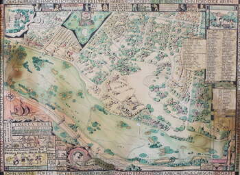 HAND COLORED MAP OF TOLUCA LAKE LAKESIDE GOLF CLUB