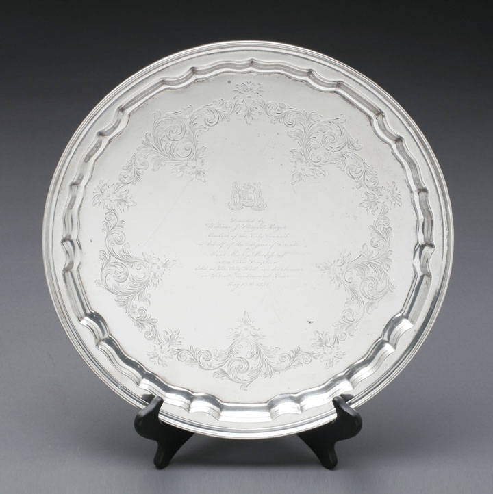 MARY PICKFORD OWNED INSCRIBED SILVER TRAY