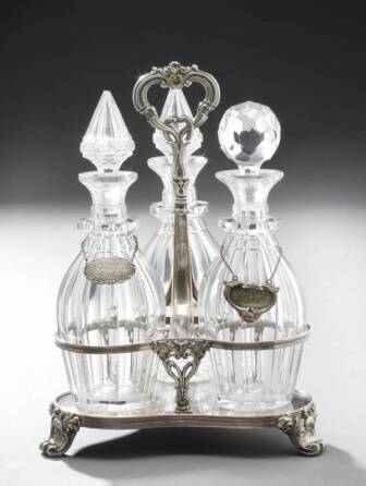 MARY PICKFORD OWNED DECANTERS AND SILVER STAND