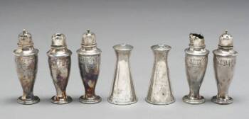 MARY PICKFORD OWNED GROUP OF SEVEN AMERICAN STERLING SHAKERS