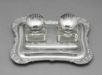 MARY PICKFORD OWNED SILVERPLATED INKSTAND