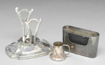 MARY PICKFORD OWNED GROUP OF FOUR SILVERPLATED ART ITEMS