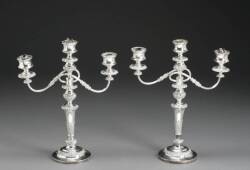 MARY PICKFORD OWNED PAIR SILVERPLATED THREE-LIGHT CANDELABRA - 2
