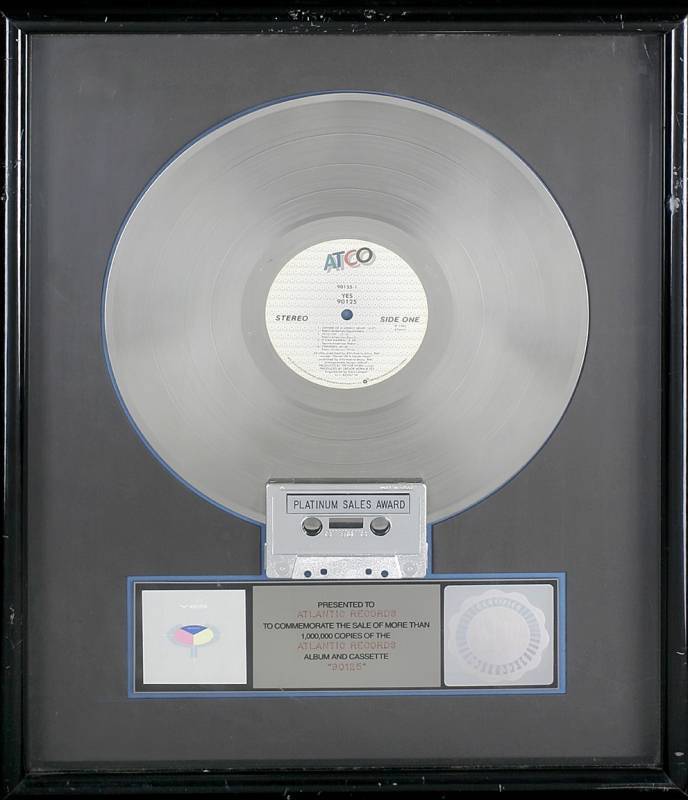 YES PLATINUM RECORD AWARD