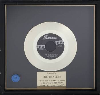 BEATLES EXTREMELY RARE SWAN "GOLD" SINGLE AWARD