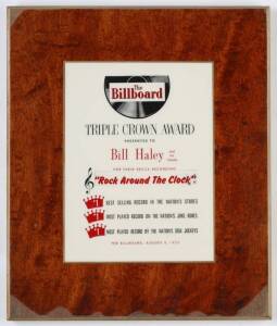 BILL HALEY'S BILLBOARD TRIPLE CROWN AWARD PLAQUE