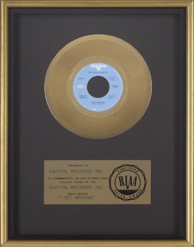 BEACH BOYS GOLD RECORD AWARD FOR 'I GET AROUND'