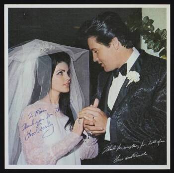 ELVIS PRESLEY SIGNED WEDDING PHOTO