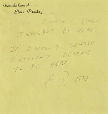 ELVIS PRESLEY SIGNED QUOTE WRITTEN 1976