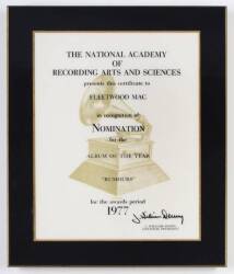 FLEETWOOD MAC GRAMMY NOMINATION PLAQUE