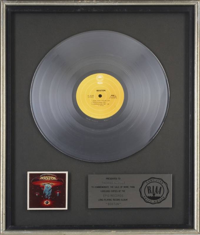 BOSTON PLATINUM RECORD AWARD FOR "BOSTON"