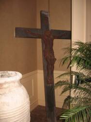 CHER - PAINTED WOOD & OXIDIZED METAL CRUCIFIX