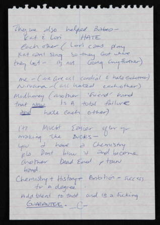 COURTNEY LOVE HANDWRITTEN LETTER