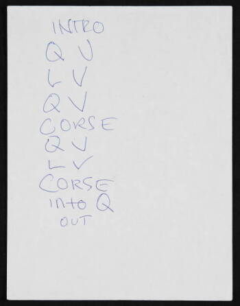 KURT COBAIN HANDWRITTEN SONG CHORDS