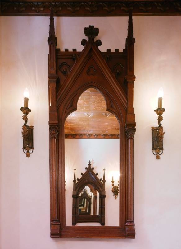 CHER - A GOTHIC STYLE OAK MIRROR