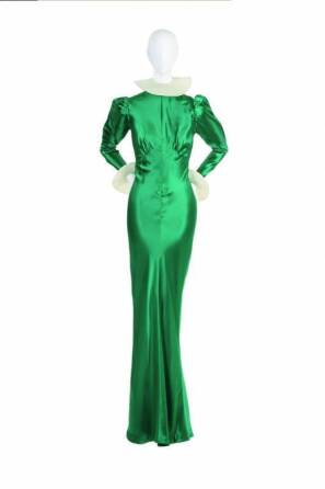 CHER - A BOB MACKIE GREEN SATIN GOWN