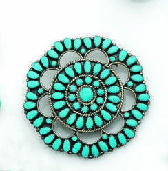 CHER - SILVER & TURQUOISE STONE BROOCH