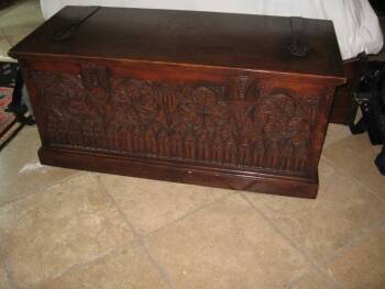 CHER - A GOTHIC STYLE OAK BLANKET CHEST