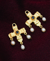 CHER - SAPPHIRE & PEARL EAR PENDANTS