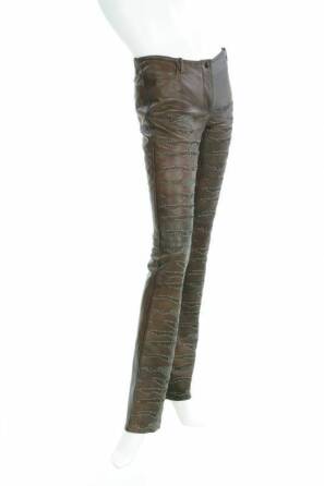 CHER - A PAIR OF BROWN LEATHER PANTS