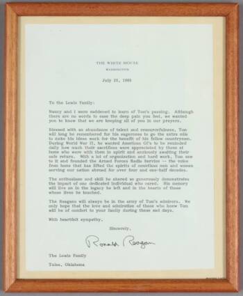 RONALD REAGAN SIGNED LETTER TO LORETTA YOUNG