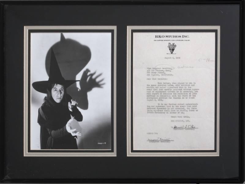 MARGARET HAMILTON CONTRACT WITH RKO STUDIOS