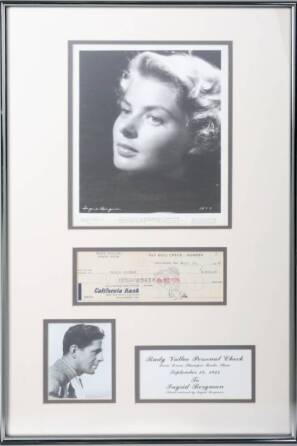 RUDY VALLEE SIGNED CHECK TO INGRID BERGMAN