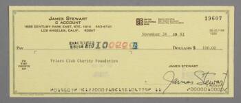 JIMMY STEWART SIGNED CHECK