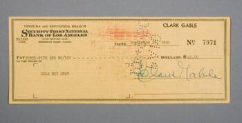 CLARK GABLE SIGNED CHECK