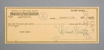 CLARK GABLE SIGNED CHECK