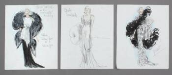 THREE CAROLE LOMBARD COSTUME SKETCHES