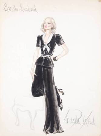 CAROLE LOMBARD COSTUME DESIGN SKETCH