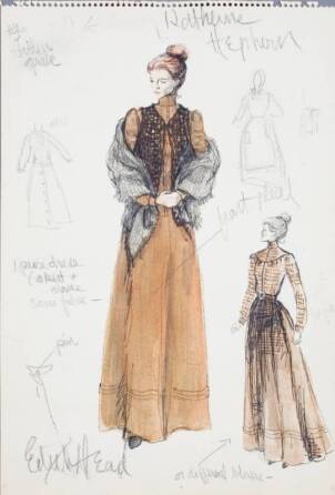 KATHERINE HEPBURN COSTUME SKETCH BY EDITH HEAD