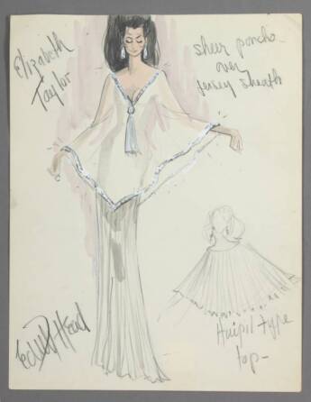 ELIZABETH TAYLOR DESIGN SKETCH BY EDITH HEAD