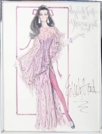 ELIZABETH TAYLOR DESIGN SKETCH BY EDITH HEAD