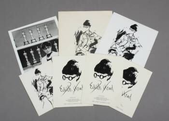 EDITH HEAD SIGNED PHOTOGRAPH AND PROMOTIONAL ITEMS