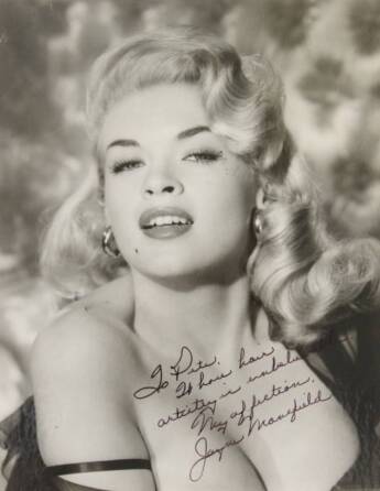 JAYNE MANSFIELD SIGNED PHOTOGRAPH