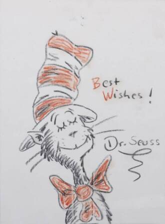 DR. SEUSS HAND DRAWN CAT IN THE HAT SKETCH