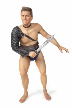 KIRK DOUGLAS ARMOR FROM SPARTACUS ON LIFE-SIZE WAX MANNEQUIN