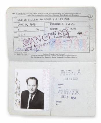 LES PAUL TRIPLE SIGNED PASSPORT