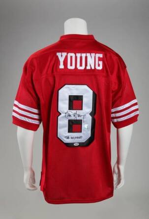 STEVE YOUNG SIGNED AND INSCRIBED 49ers JERSEY
