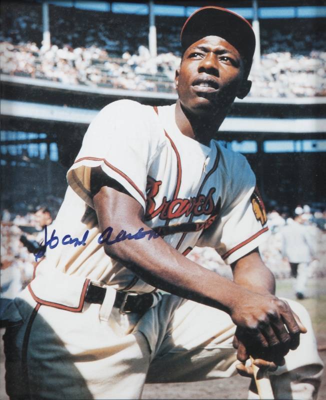 HANK AARON SIGNED PHOTOGRAPHS