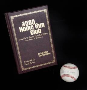 HANK AARON SIGNED BASEBALL AND 500 HOME RUN BOOK
